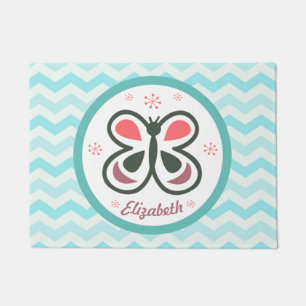 Felpudo Chevron personalizado mariposa moderna embroma la