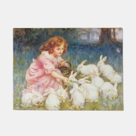 Felpudo Chica alimentando a los conejos (por Frederick Mor