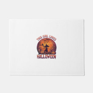 Felpudo Chica Ama Bruja de Halloween Calabazas Murciélagos