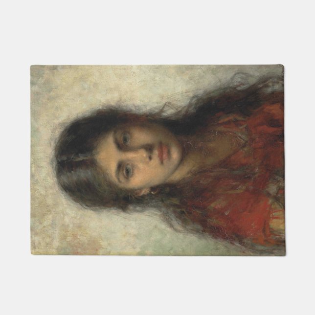 Felpudo Chica con un Shawl Rojo (por Alexei Harlamoff) (Anverso)