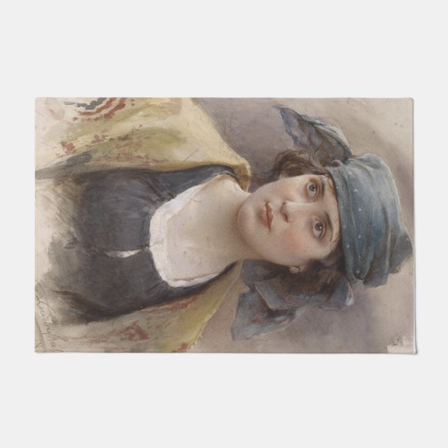 Felpudo Chica con un velo verde (por Ludwig Passini) (Anverso)