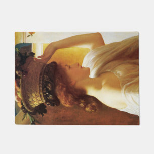 Felpudo Chica con una cesta de fruta (por Frederic Leighto
