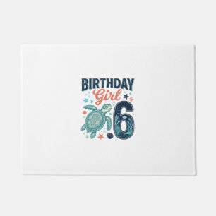 Felpudo Chica Cumpleaños 6 Tortuga Marina Diseño Vectorial