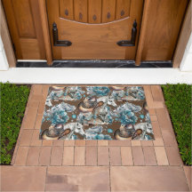 Chica de caballo vaquero patrón turquesa floral