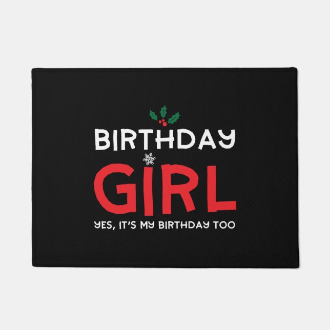Felpudo Chica de cumpleaños Navidades Navidad Día B (Anverso)