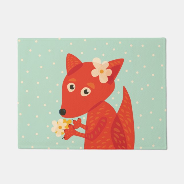 Felpudo Chica de Cute Personalizado Fox (Anverso)