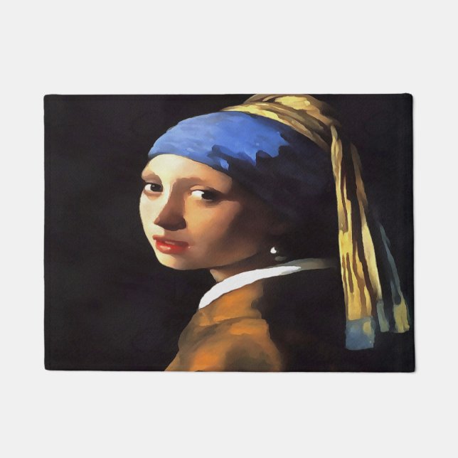 Felpudo Chica de Perla tras Johannes Vermeer (Anverso)