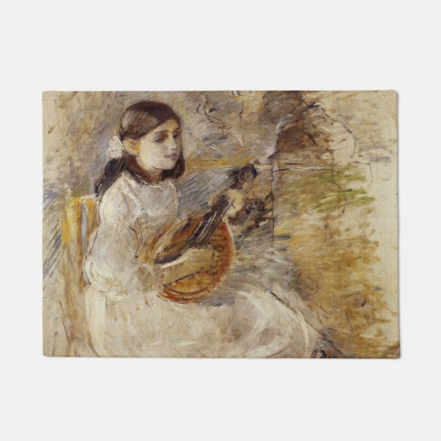 Felpudo Chica jugando al mandolín (por Berthe Morisot) (Anverso)