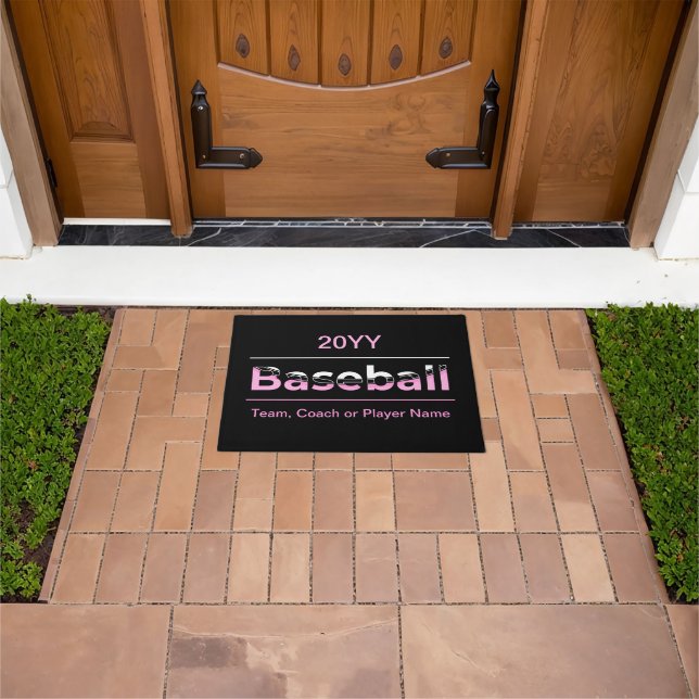 Felpudo Chicas Béisbol - Tipografía Geométrica Rosa (Exterior)