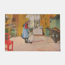 Felpudo Chicas en la cocina (arte sueco clásico)
