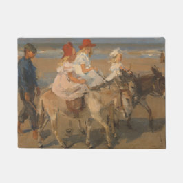 Felpudo Chicas montando burros en la playa (Isaac Israels)