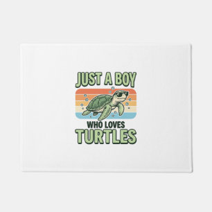 Felpudo Chico Que Ama Tortugas Diseño de Grabado Vintage_1