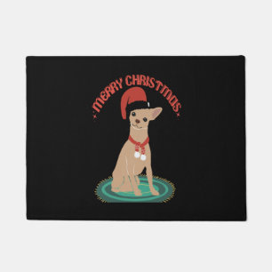 Felpudo Chihuahua con sombrero de santa