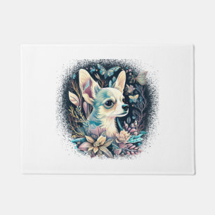 Felpudo Chihuahua Cute Dog, hermosa Chica de flores