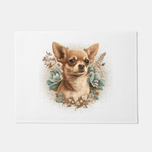 Felpudo Chihuahua Cute Dog, hermosa Chica de flores