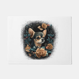 Felpudo Chihuahua Cute Dog, hermosa Chica de flores
