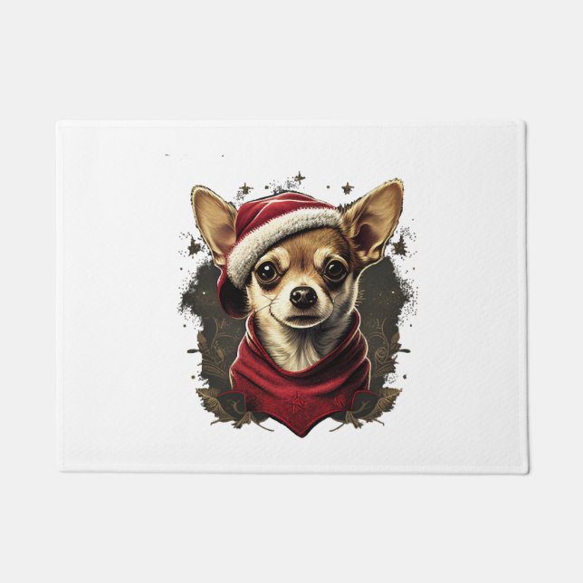 Felpudo Chihuahua Feliz Navidad X-Mas Tree Cute (Anverso)