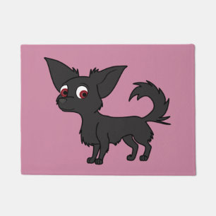 Felpudo Chihuahua negra con el pelo largo