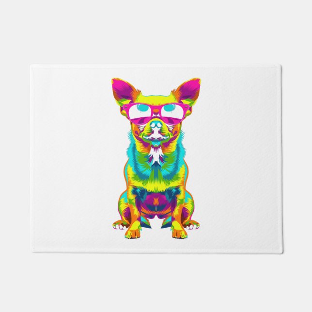 Felpudo Chihuahua Perro gafas de sol arte pop (Anverso)
