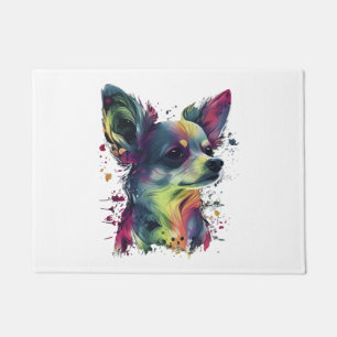 Felpudo Chihuahua Pintura Abstracta Color Perro Lindo