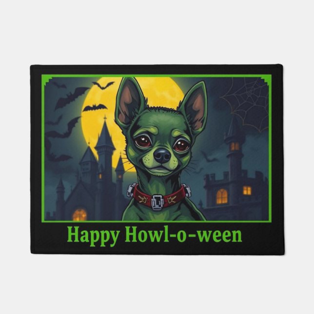 Felpudo Chihuahuastein Happy Howl-o-ween (Anverso)