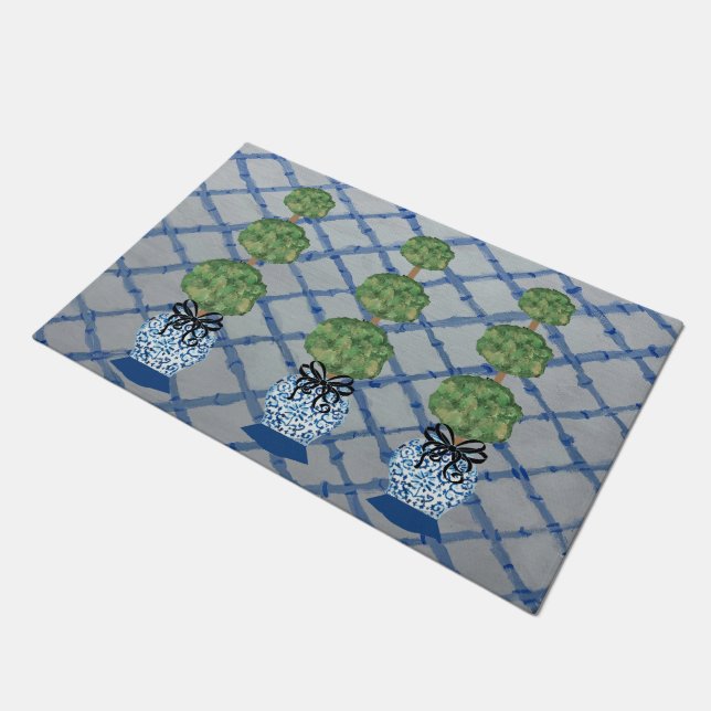 Felpudo Chinoiserie Blue Ginger Jars Doormat Welcome Mat (Angular)