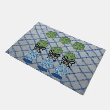 Chinoiserie Blue Ginger Jars Doormat Welcome Mat