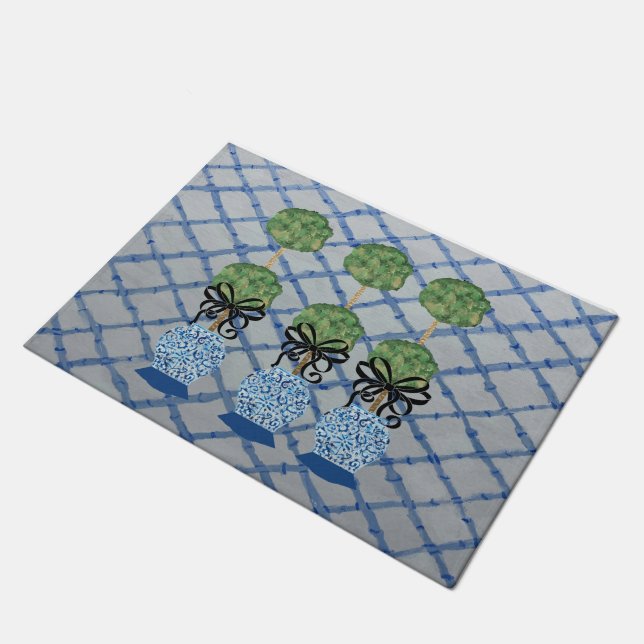 Felpudo Chinoiserie Blue Ginger Jars Doormat Welcome Mat (Angular)