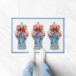 Felpudo Chinoiserie Blue White Ginger Jar Rug Doormat