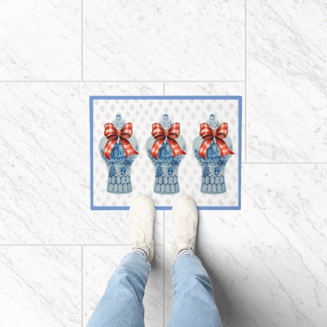 Felpudo Chinoiserie Blue White Ginger Jar Rug Doormat (Interior)