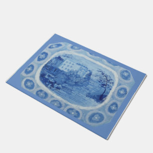 Felpudo Chinoiserie Blue Willow Platter Dish Doormat