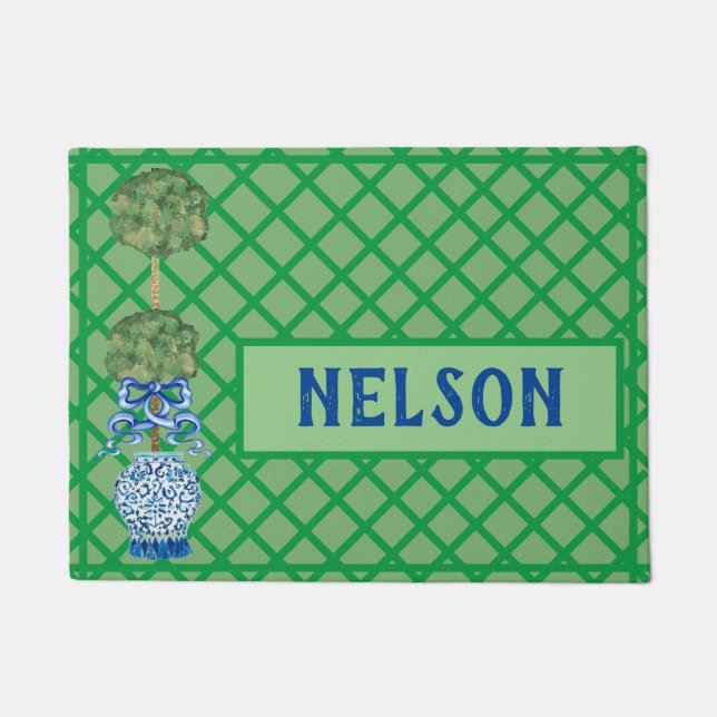 Felpudo Chinoiserie Ginger jar jars Topiary Rug Doormat (Anverso)