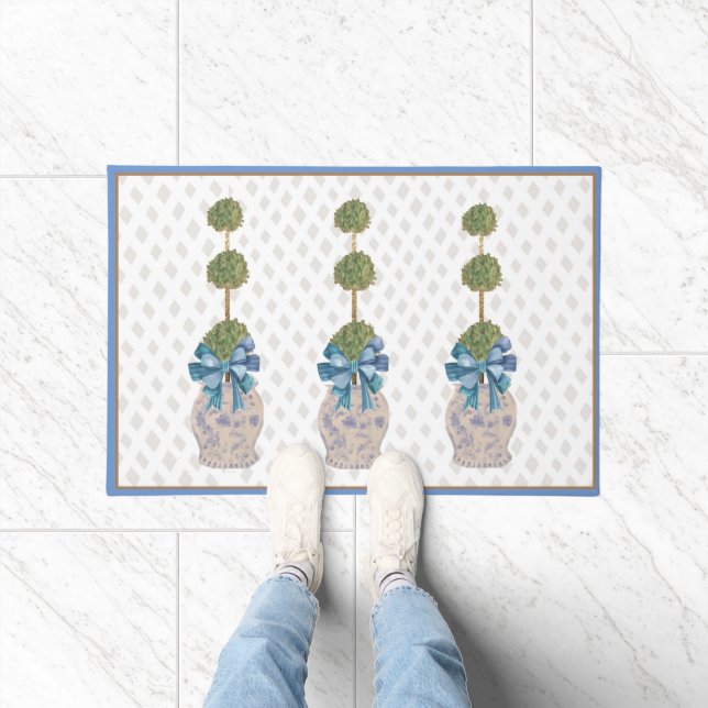 Felpudo Chinoiserie Topiary Blue Ginger Jar Doormat (Interior)