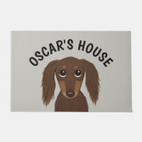 Chocolate de pelo largo Dachshund Perro personaliz
