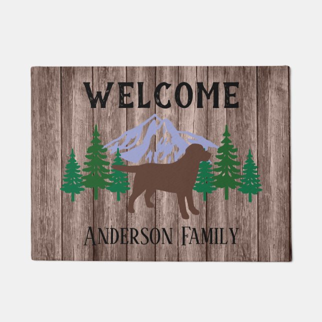Felpudo Chocolate Labrador Árboles Evergreen Doormat Mader (Anverso)