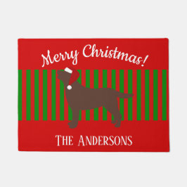 Felpudo Chocolate Labrador Silhouette Santa Navidades