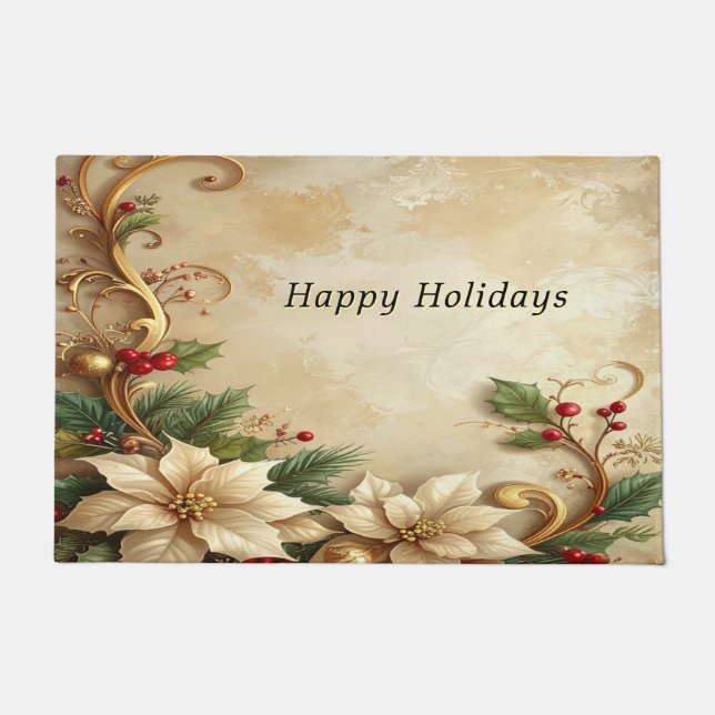 Felpudo Christmas Floral Holiday Doormat (Anverso)