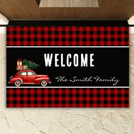 Felpudo Christmas Red Buffalo Plaid | Rustic Holiday