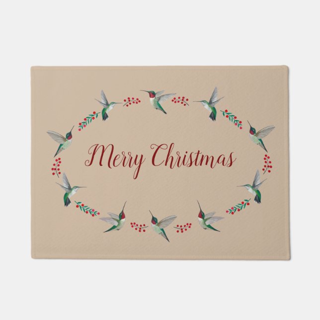 Felpudo Christmas Ruby-throated Hummingbirds (Anverso)