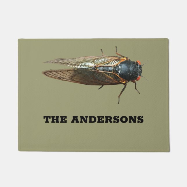 Felpudo Cicada Bug Photo Creepy Insect Personalizado (Anverso)