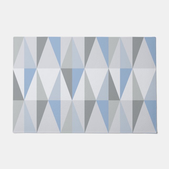 Felpudo Cielo azul de Triángulos modernos de MidCentury (Anverso)