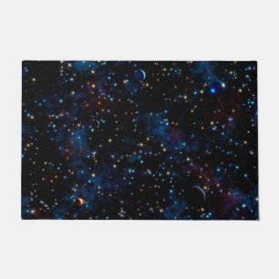 Felpudo Cielo nocturno estrellado con estrellas y planetas