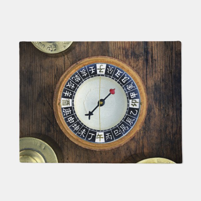 Felpudo Ciérrese para arriba de pesos chinos del compás y (Anverso)