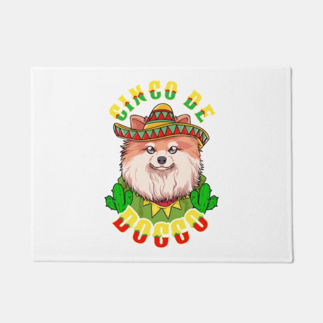Felpudo Cinco de Doggo Funny Pomeranian (Anverso)