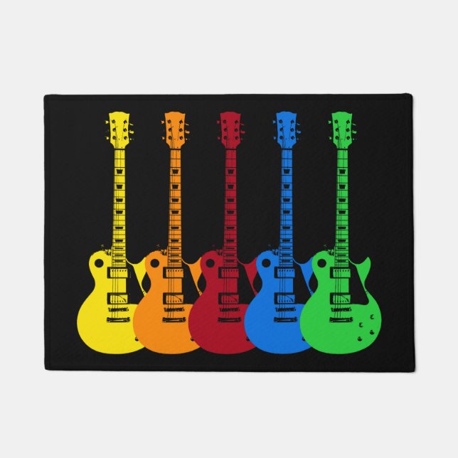 Felpudo Cinco guitarras eléctricas coloridas (Anverso)