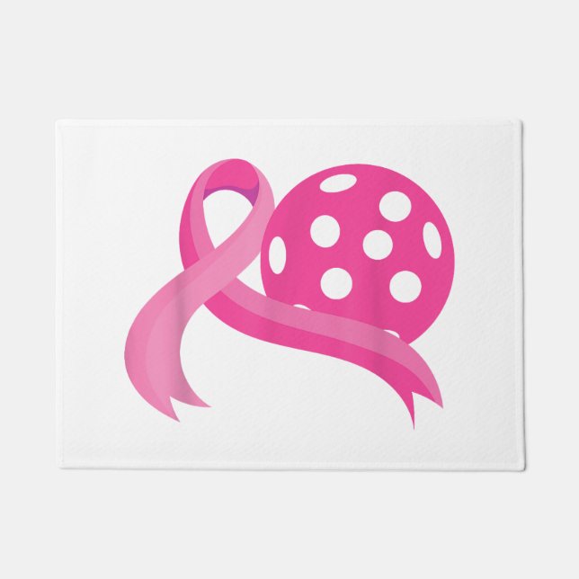 Felpudo Cinta de Cinta de Caza de Cáncer de Mama Cute Rosa (Anverso)