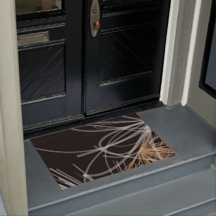 Felpudo Cintas abstractas de Black White & Gold Modern