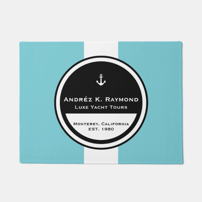 Felpudo Círculo de ancla náutica de personalizable (Anverso)