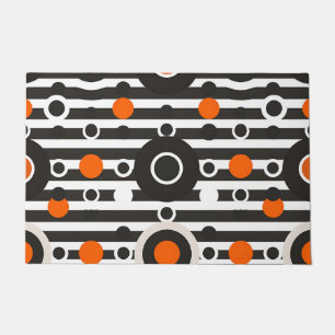 Felpudo Círculo de franja retro naranja negro