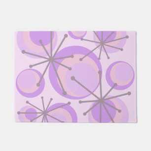 Felpudo Círculos de mediados del siglo Starburst Lavender